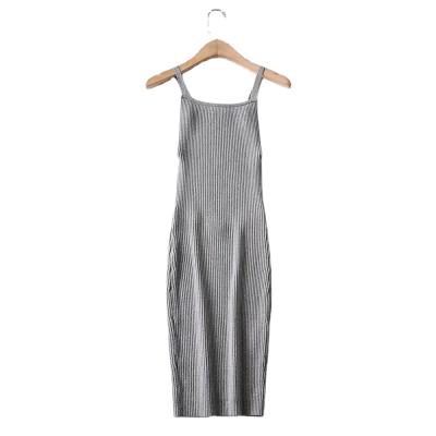 China Anti-Static Women's Clothing Fashionable Knitted Sling Backless Slim Dress for sale