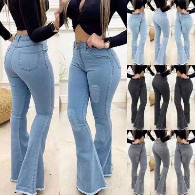 China Ladies QUICK DRY Autumn Stylish Casual Flared Jeans for sale