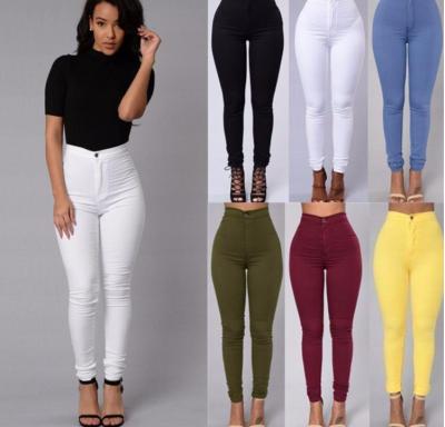 China Wholesale Custom Women's Stretch Stretch High Waist Candy Color Pants Breathable Skinny Women's Casual Pencil Pants for sale