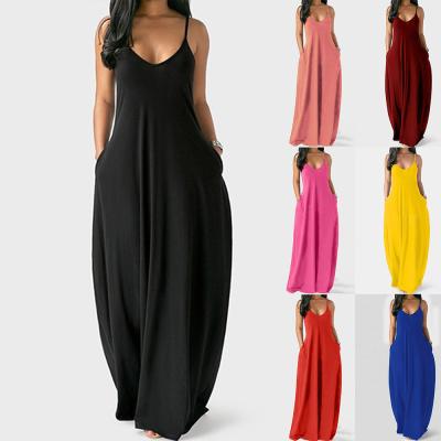 China Anti-wrinkle new 2021 summer long suspender skirt solid color skirt female sleeveless casual dress for sale