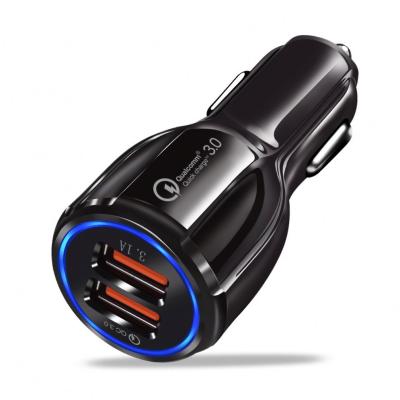 China Portable Quick QC 3.0 USB Dual Port Car Charger Phone Charger Car Adapter Mobile Phone/Ipad/Camera/PDA/MP3 New For Micro USB Type D Cable iphone of C for sale