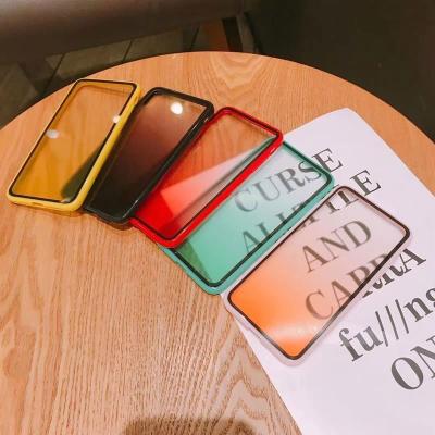 China Fanshion Color Gradient Acrylic and TPU Two in One Material Phone Case for iphone 11Pro Max 8plus X xr 7 8 for sale