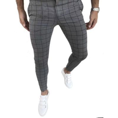 China New Arrival New Arrival Design Men's Fashion Tights Anti-wrinkle Check Pants Drawstring Striped Gaiters for sale