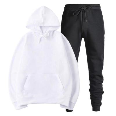 China 2021 QUICK DRY New Custom White Winter Hoodies Men Oversized Pullover Hoodie And Sweatshirt Sportswear Set for sale