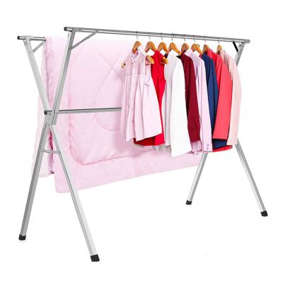 China Foldable Adjustable Length Solid X Shape Standing Laundry Clothes Hanging Drying Rack for sale