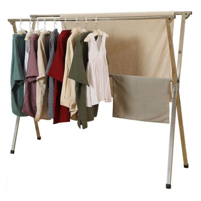 China Simple Design Two Pole Foldable Stainless Steel Sheets Outdoor Clothes Hanging Drying Rack for sale