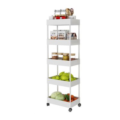 China Space Saving Floor Type Standing Trolley Slim Movable 5-Tier Multifunctional Lounge Snack Cart for sale