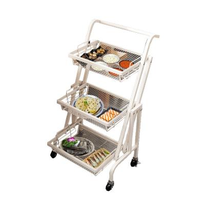 China Contemporary Kitchen Rolling Cart Spice Rack Kitchen Cart 3-Tier Hand Cart Vegetable Cart With Wheels for sale