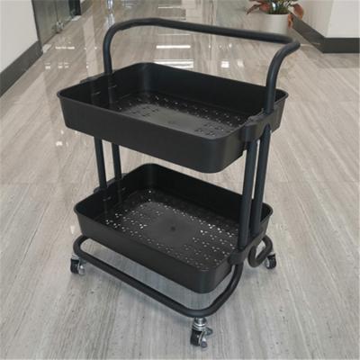 China Large Capacity 2-Layer Minimalist Thick Single Handle ABS Basket Trolley With Wheels for sale