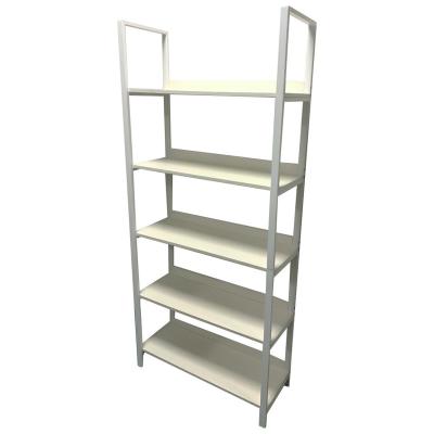 China Supermarket Display Double Sided 5 Layers Rack Props Storage White Wooden Display Stand for sale