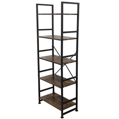 China Brown Double Sided Rustic Wood Multifunctional Bookcase Book Storage Rack For Living Room for sale