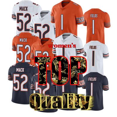 China 1 Justin Fields 52 Khalil Mack American Football Jersey Stich S-5XL Antibacterial Women's for sale