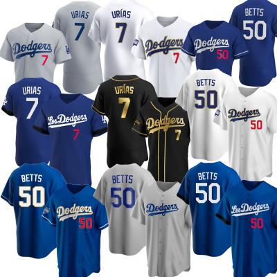 China 2022 Antibacterial New Los Angeles #50 Mookie Betts #7 Julio Urias All Program Gold Jersey Baseball Player/Gold Dodger White Blue Tank Top for sale