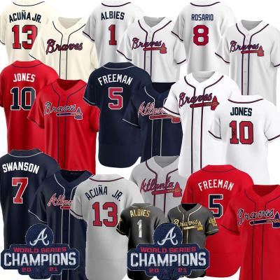 China Antibacterial 2021 World Series Champions Patch 1 Ozzie Albies Braves Baseball Jerseys Pitched S-5XL Mens Womens Youth for sale