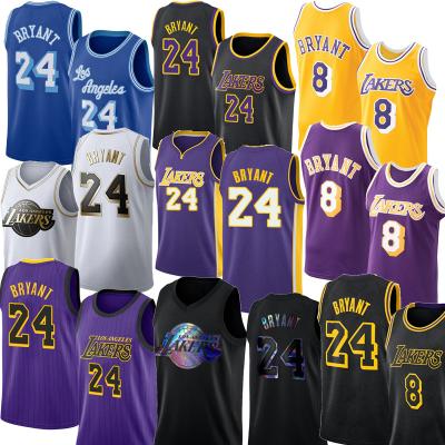 China 2021-2022 Good Quality Antibacterial New Style Men's Los Angeles Stitched Sportswear Laker #8 #24 Kobe Bryant Jersey Basketball Tank Tops for sale