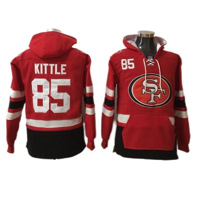 China 85 George Kittle American Football Jersey Winter Stithced Custom Hoodie 97 Nick Bosa Style Jersey Embroidered for sale