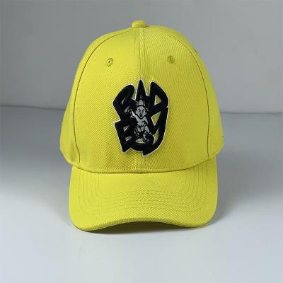 China Men's Bad Boy Logo Sport Outdoors Snapback Dad Hat Adjustable Baseball Cap Yellow Embroidered for sale