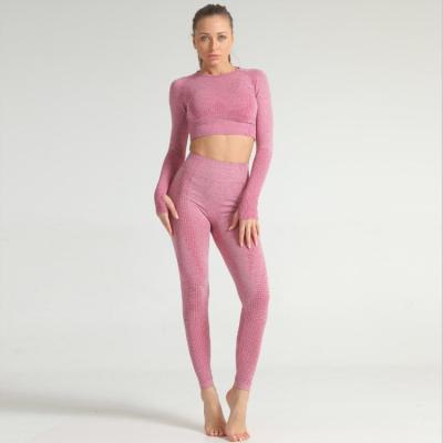 China High Quality Breathable Yoga Set Sports Women Gym Fitness Yoga Suit Workout Clothing Breathable Bodysuit Long Set Yoga Top Legging for sale