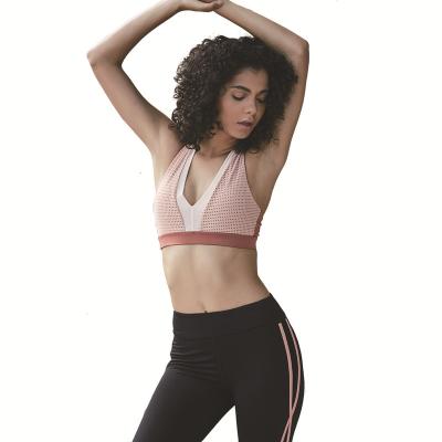 China High Quality Breathable Women Fitness Sports Bra Stretch Racerback Crop Tops Gym Wear Workout Padded Yoga Bra for sale