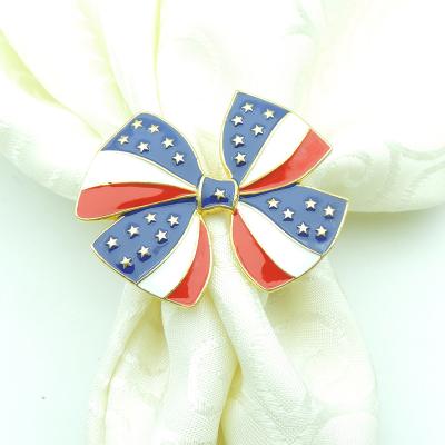 China Viable High End Exquisite Independence Day Table Commemorative Bowknot Napkin Ring Decorations for sale