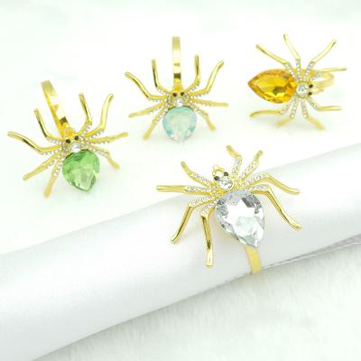 China Halloween Viable Metal Wedding Top Banquet Table Decorated With Spider Napkin Ring for sale