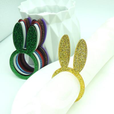 China Banquet Hotel Table Decorations Bunny Christmas Sustainable High End Acrylic Napkin Ring Wedding for sale