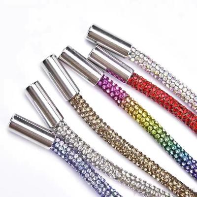 China Round DIY 6mm Rainbow Rope Rhinestones Shoe Decorations Diamond Lace Charms Shoe Laces for sale