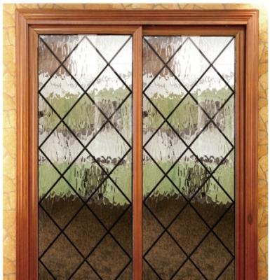 China Wrought iron glass panel with  12*12 black steel bar for sale