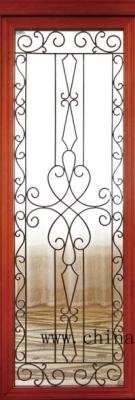 China Wrought iron glass in wooden french door for sale