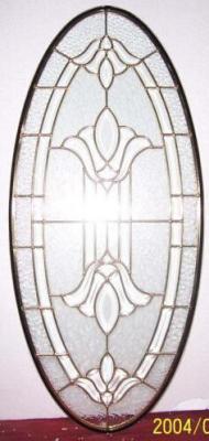 China oval shape beveled glass panel with brass caming for sale