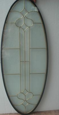 China low price oval decorative glass panel with brass caming for sale