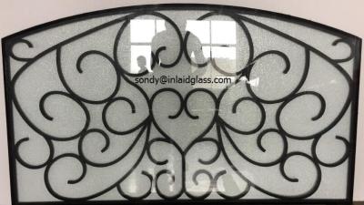 China New Design Wrought Iron Glass door inserts  Of 10*10 MM Black Steel Bar,1