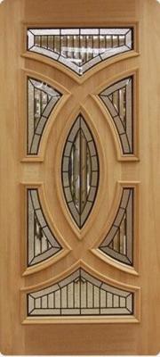 China Decorative leaded glass with d patina came in wooden door for sale