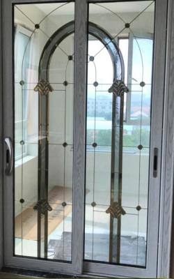 China Decorative leaded glass with brass came in sliding doors for sale