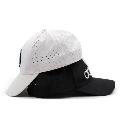 China 3D laser embroidery lazer cutting JOINT dry fit melin nylon waterproof increased golf baseball hats breathable hydraulic hats with holes for sale