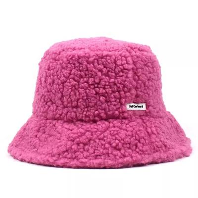 China Outdoor Sports Fisherman Cap Lambs Wool Casual Winter Sherpa Fur Bucket Hats Warm Bucket Hats for sale