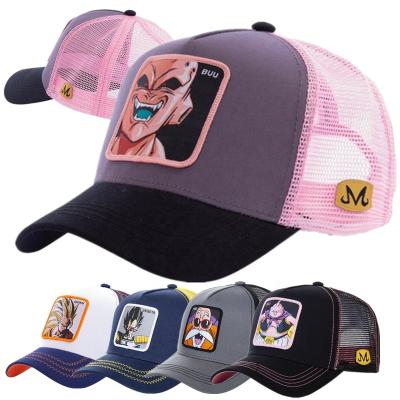 China Good Quality Good Fit Japan Anime Dragon Ball Trucker Cap Nice Comic Game Comic Cartoon Best Selling Hats And Caps With Patch For Men for sale