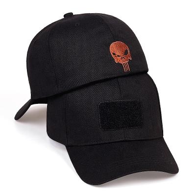 China Wholesale High Quality Embroidered Printed Custom Character OEM Design Logo Baseball Punisher Skull Closed Back Spandex Fitted Hat Caps for sale