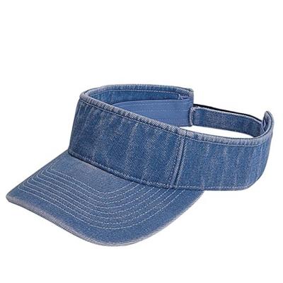 China Picture Men Distressed Simple Embroidered Women Fashionable Golf Visor Denim Kids Summer Sun Visor Hat For Girls for sale