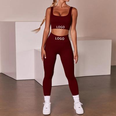 China Wholesale High Quality Breathable Four Way Stretch Workout Yoga Wear Long Sleeves Seamless Jogger Casual Brown Yoga Set for sale