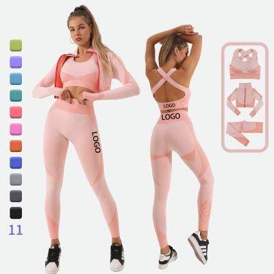 China Low MOQ Hot Selling Stylish Breathable Quick Dry Women Yoga Leggings Set Yoga Legging Sets 3pcs Wholesale for sale