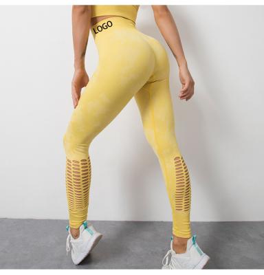 China High Waist Breathable Abdomen Breathable High Waist Quick Dry Yellow Yoga Pants For Ladies Knit Camouflage Yoga Pants for sale