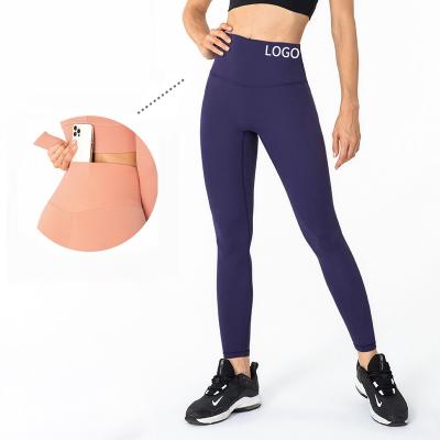 China Fitness Breathable Multicolor Workout Lulu Nude Nylon Spandex With Pockets Legging Buttery Soft Yoga Activewear Legging for sale