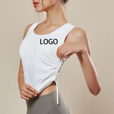 China Breathable Custom Logo MOQ /no MOQ Quick Dry Yoga Top Stretch Bottom Sports Tank Tops Women Gym White Sports Tanks Women for sale