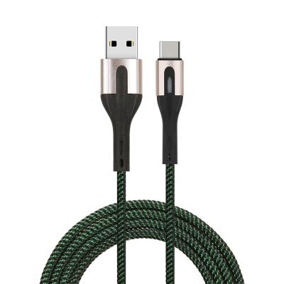 China Devices with Micro 3A Charging Port Braided Fast Charging USB-A to USB Type-C USB Data Cable with LED Charging Indicator Light for sale