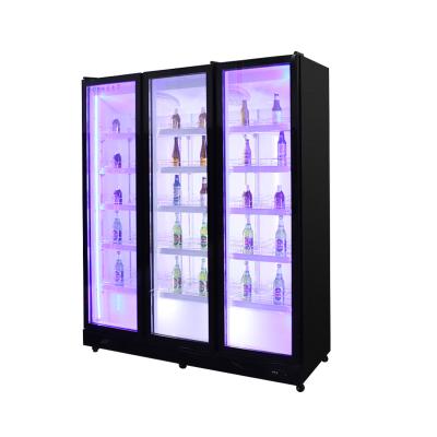 China Single-temperature Supermarket Three Doors Fridge Electric Cooler Fan Glass Door Refrigerator 3 Glass Door Display Upright Freezer for sale