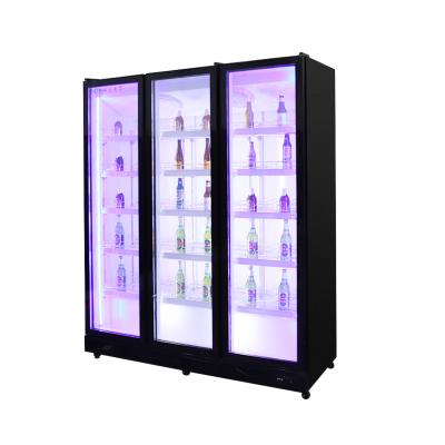 China Hot Sale Single-temperature 3 Door Upright Display Freezer For Vegetable Fruit Juice Refrigerating for sale