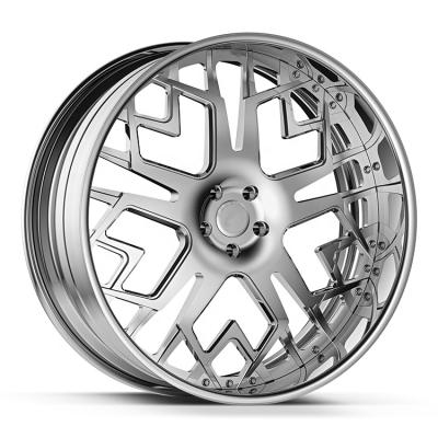 China ALLOY Customized 2 Piece T6061-T6 Deep Plate Brushed Wheels 18 19 20 21 Inch 22 Inch Polished Lip Forged Wheel for sale