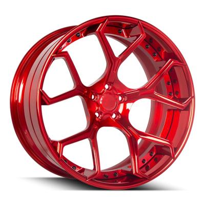 China T6061 ALLOY Rims Custom Wheel Forged Wheels 2 Pieces Structure Forged Custom Wholesale Concave Rims Red for sale