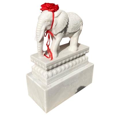 China Modern High Quality Marble Stone Sculpture Large Animal Granite Carved Elephant Statue for sale